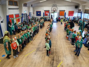 Junior Infants singing their song as Gaeilge!